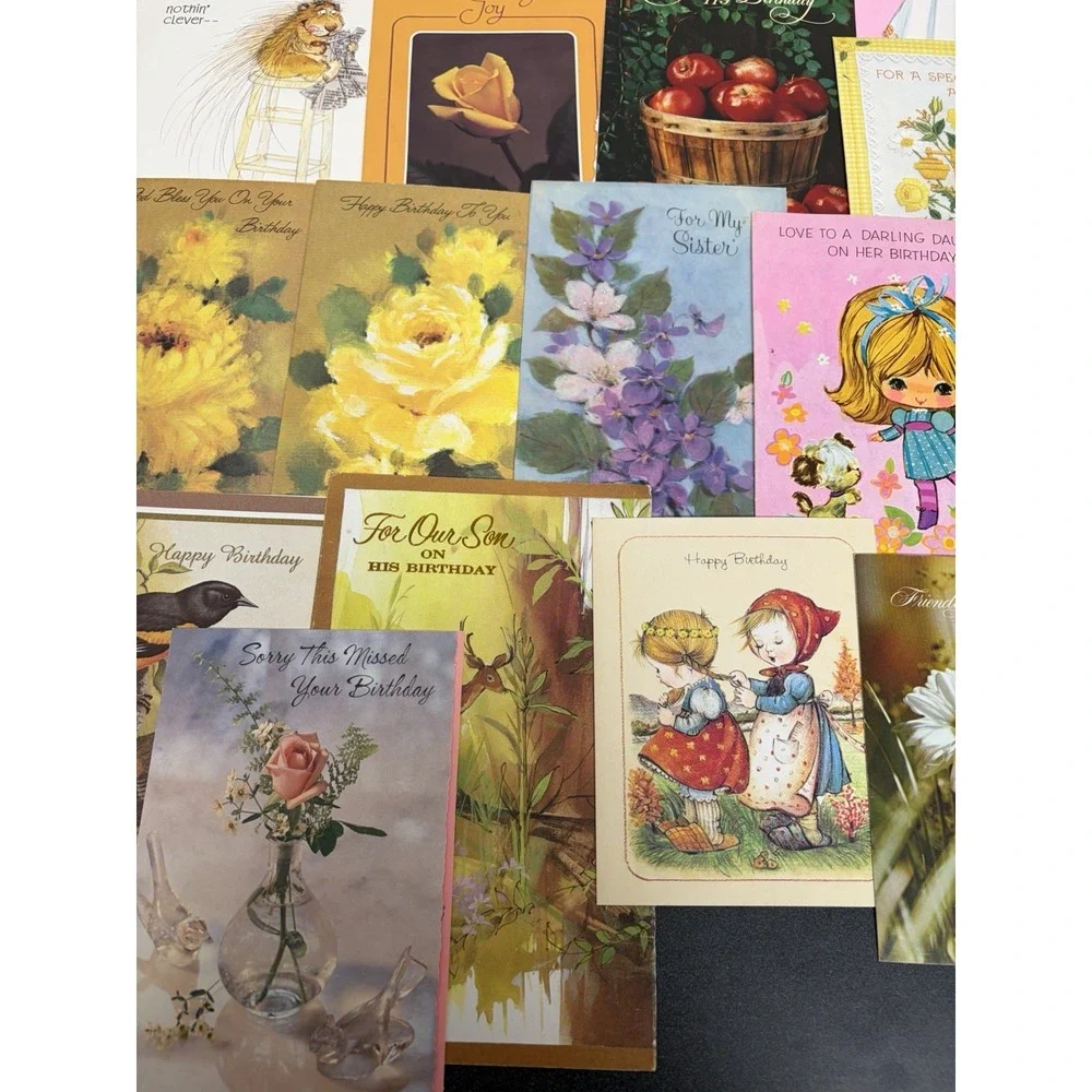 Vintage Birthday Cards Some Fronts ONLY Scrapbooking Crafts Decoupage Lot of 50+